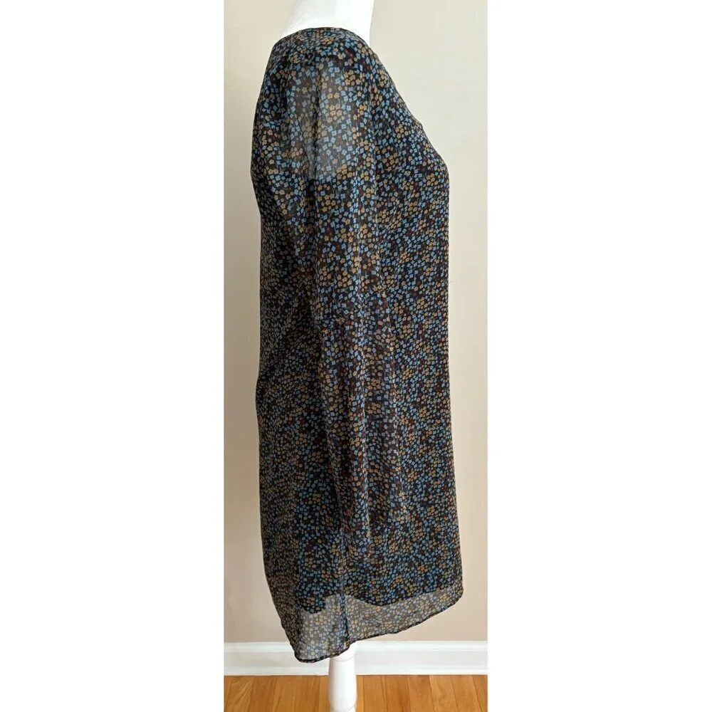 CAbi Poise Floral Semi-Sheer Floral Bell Sleeve Chiffon Fall Dress Size XS